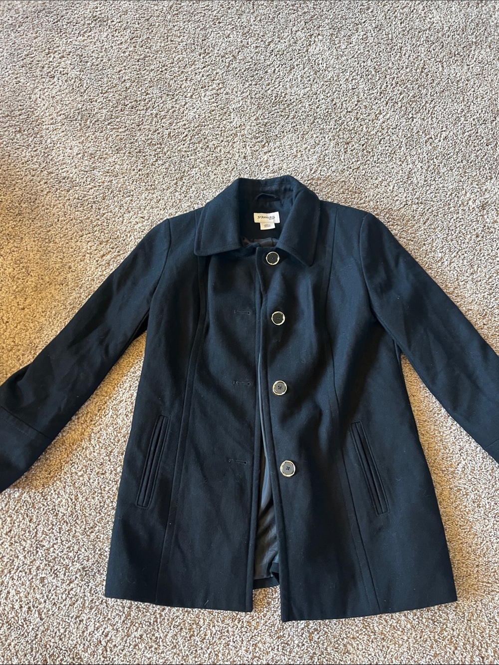 St. John's Bay Black Wool Pea Coat size L